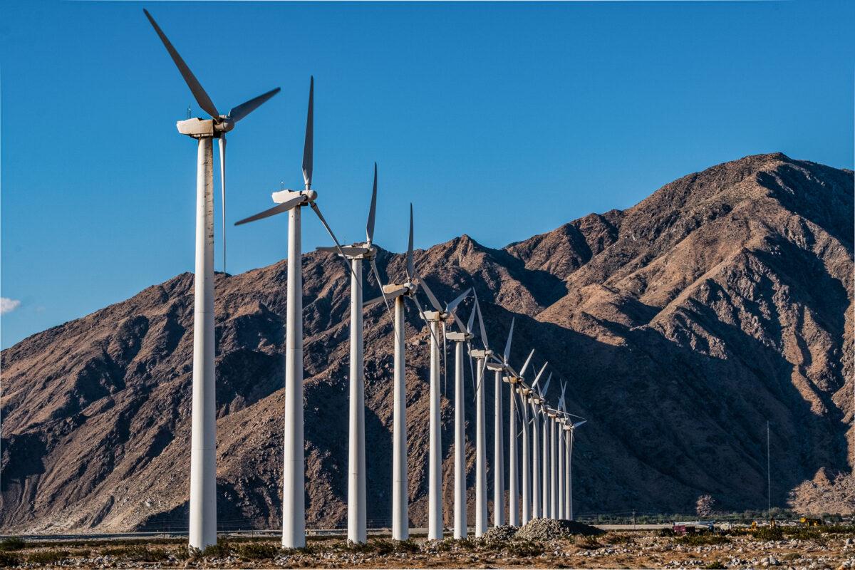 A wind farm outside of Palm Springs., Calif., on May 26, 2018. (John Fredricks/The Epoch Times)
