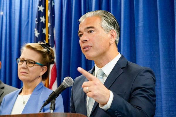  California Attorney General Rob Bonta announces a lawsuit against Amazon during a news conference in San Francisco on Sept. 14, 2022. (Eric Risberg/AP Photo)