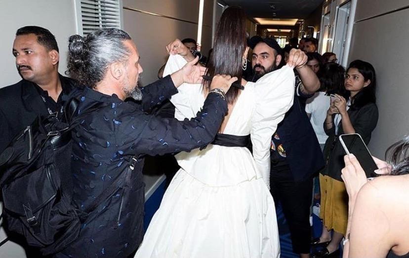 Gabriel Georgiou styled Bollywood actress, Deepika Padukone's hair for the Cannes film festival. (Courtesy of Gabriel Georgiou)