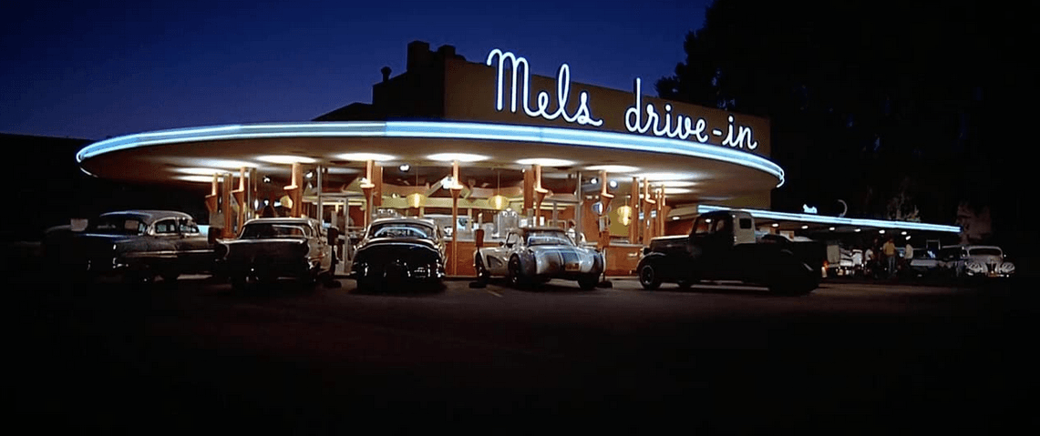 The famous Mel's Drive-In, where car-cruising teens gather, in “American Graffiti.” (Lucasfilm Ltd./The Coppola Company/Universal Pictures)