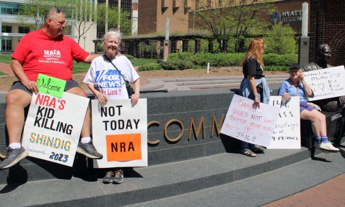 Protesters at NRA Event Call for Stricter Gun Laws