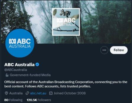 The Australian Broadcasting Corporation's Twitter profile. (Screenshot/The Epoch Times)