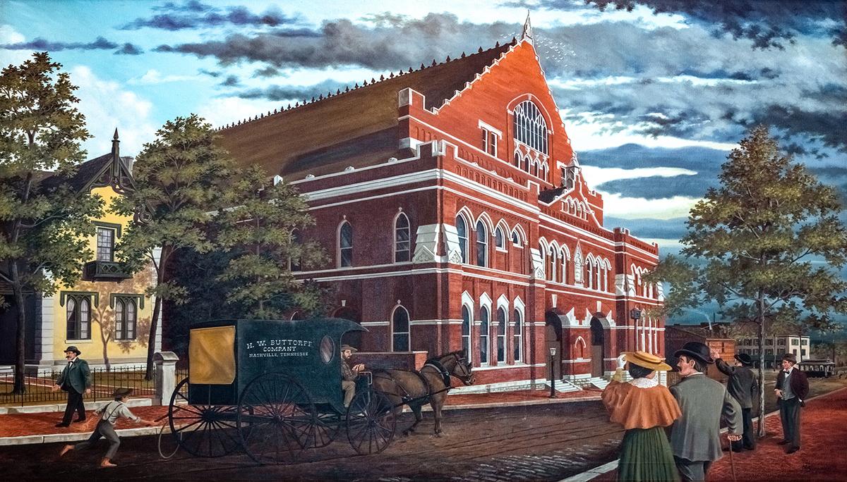 Painting of Nashville's Ryman Auditorium, 1895, by Michael Summers. Library of Congress. (Public Domain)