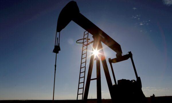 The sun behind a crude oil pump jack in the Permian Basin in Loving County, Texas, on Nov. 22, 2019. (Angus Mordant/Reuters)