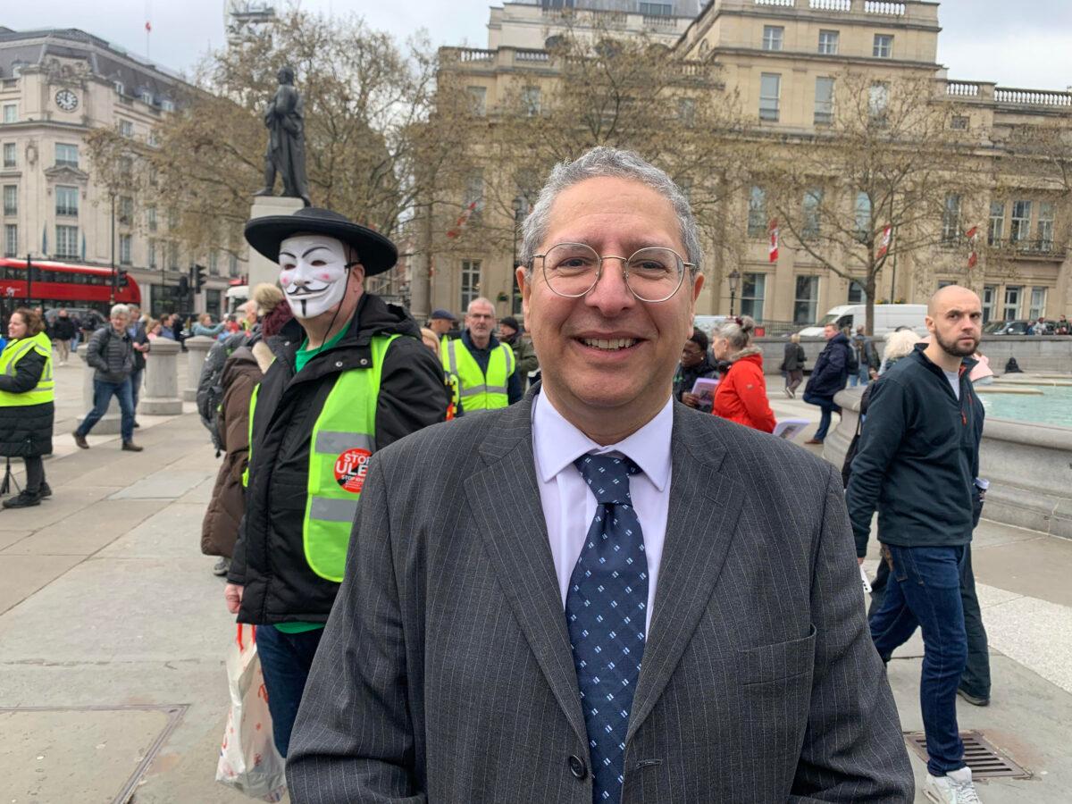 Conservative Councilor for Bromley Simon Fawthrop in London on April 15 2023. (Owen Evans/The Epoch Times)