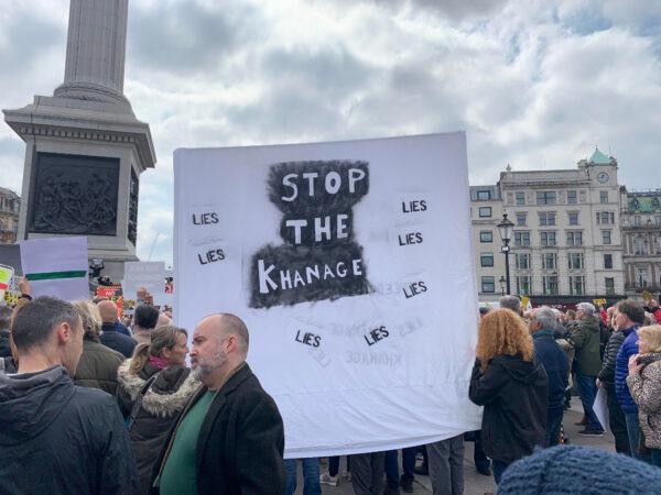 An anti-ULEZ protest organised by the Together Declaration in London on April 15, 2023. (Owen Evans/The Epoch Times)
