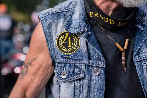 A leader of the Portland Proud Boys appears at a gathering on July 16, 2022, in Gladstone, Ore. (Nathan Howard/Getty Images)