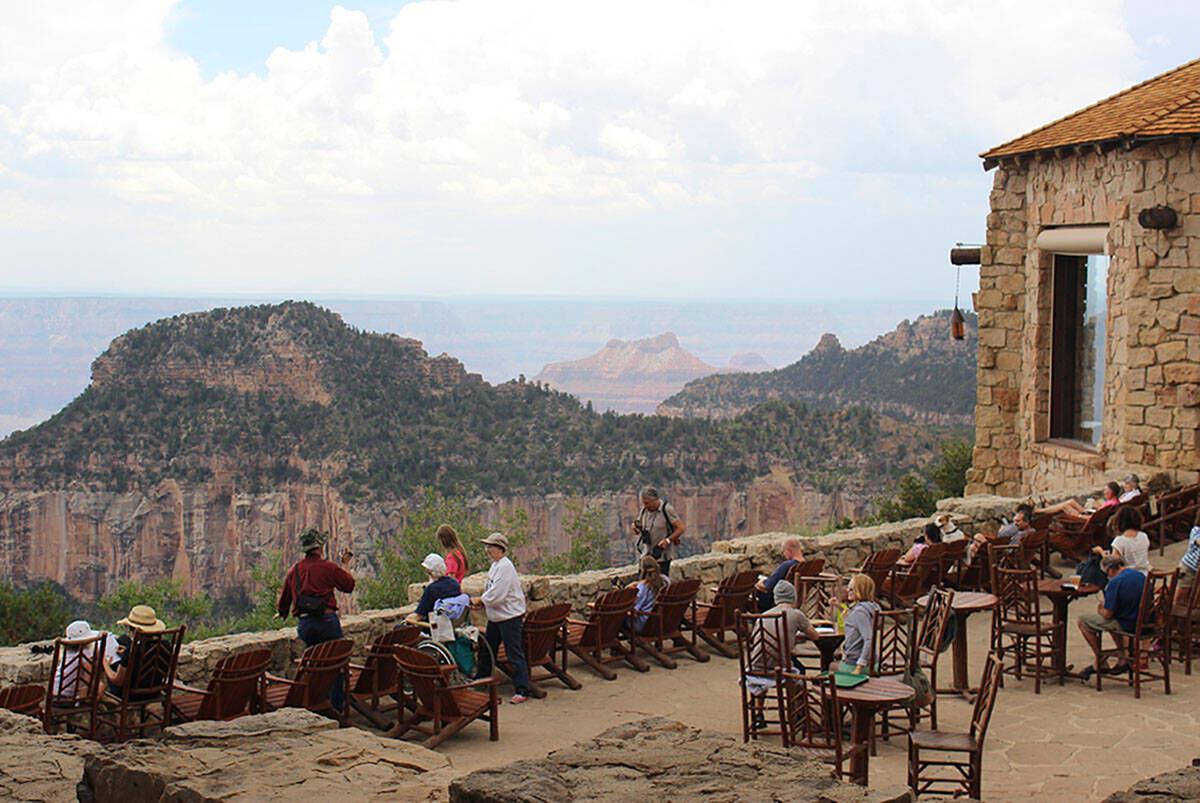 Visitors relax at the Grand Canyon Lodge on the North Rim. (Las Vegas Review-Journal/TNS)