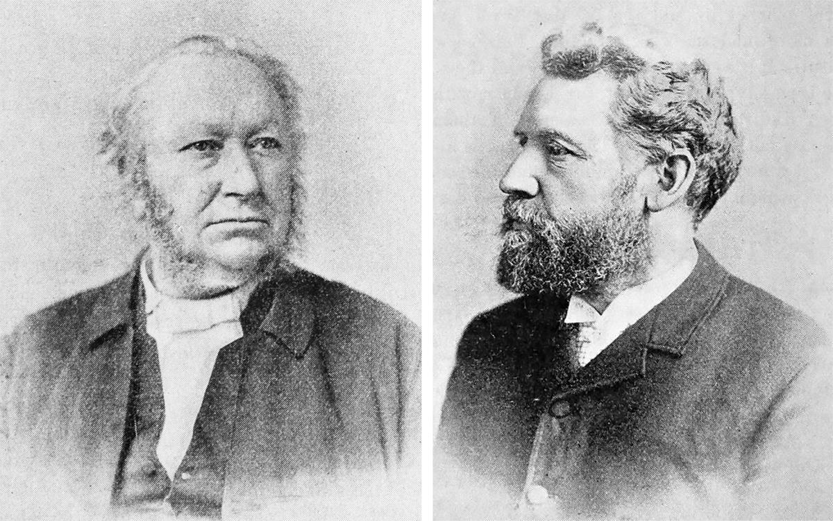 (L) Reverend William Osborn, founder of the Ocean Grove Camp Meeting Association and James A. Bradley, developer of the town of Asbury Park. (Public Domain)