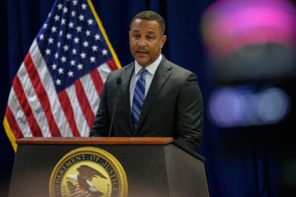 United States Attorney for the Eastern District of New York Breon Peace speaks during a press conference at the U.S. Attorney's office in New York on April 17, 2023. (Angela Weiss/AFP via Getty Images)