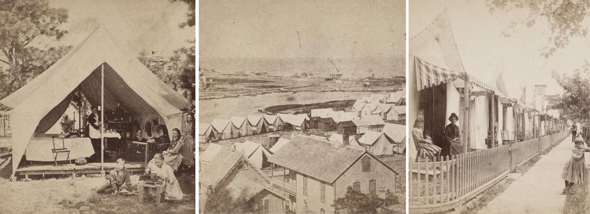 Views of Asbury Park and Ocean Grove's tents and bath houses, 1875. Robert Dennis Collection of Stereoscopic Views, New York Public Library. (Public Domain)