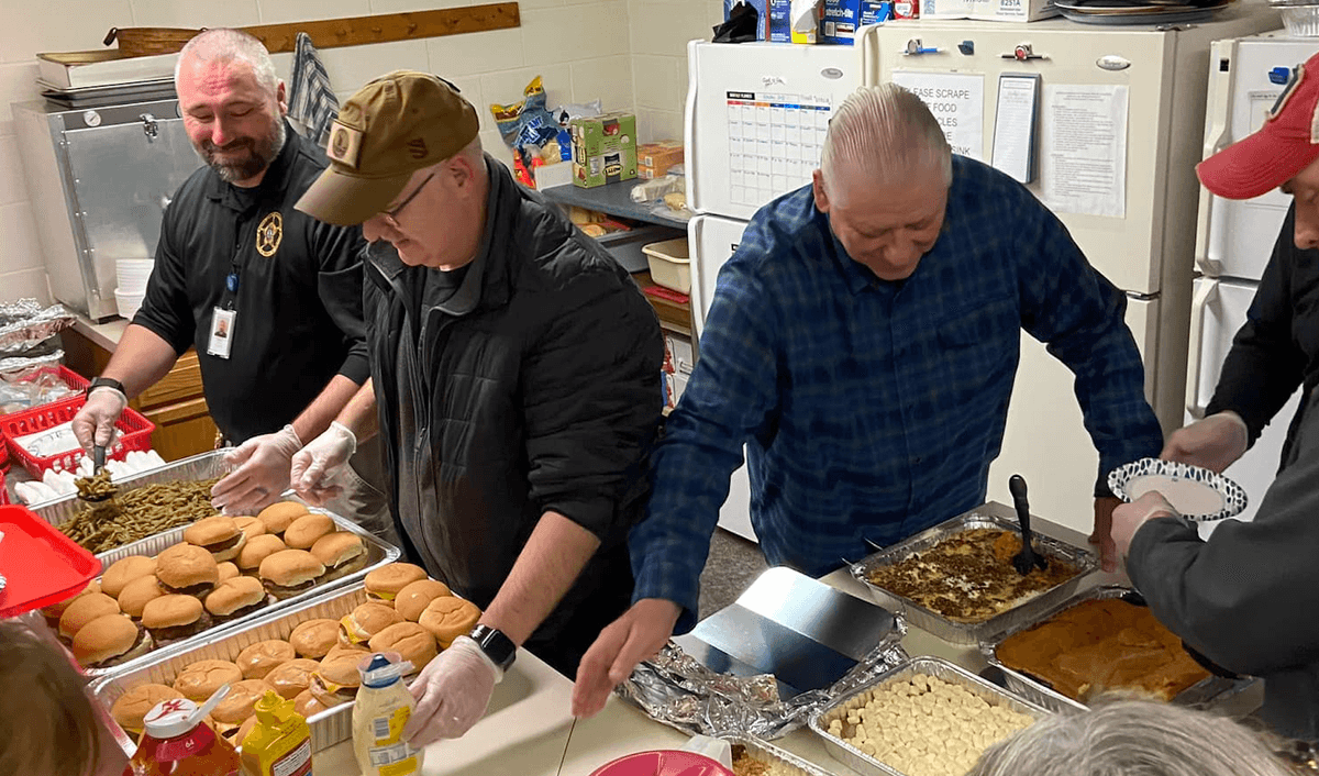 The Warren County Sheriff’s Office assisted the Unity Masonic Lodge No. 146 by serving meals at the Thermal Shelter last month in Front Royal, Va. (Courtesy of the Warren County Sheriff's Office)