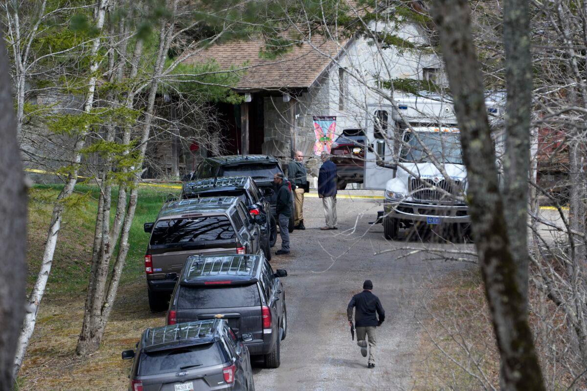 Investigators work at the scene of a deadly shooting in Bowdoin, Maine, on April 18, 2023. (Robert F. Bukaty/AP Photo)