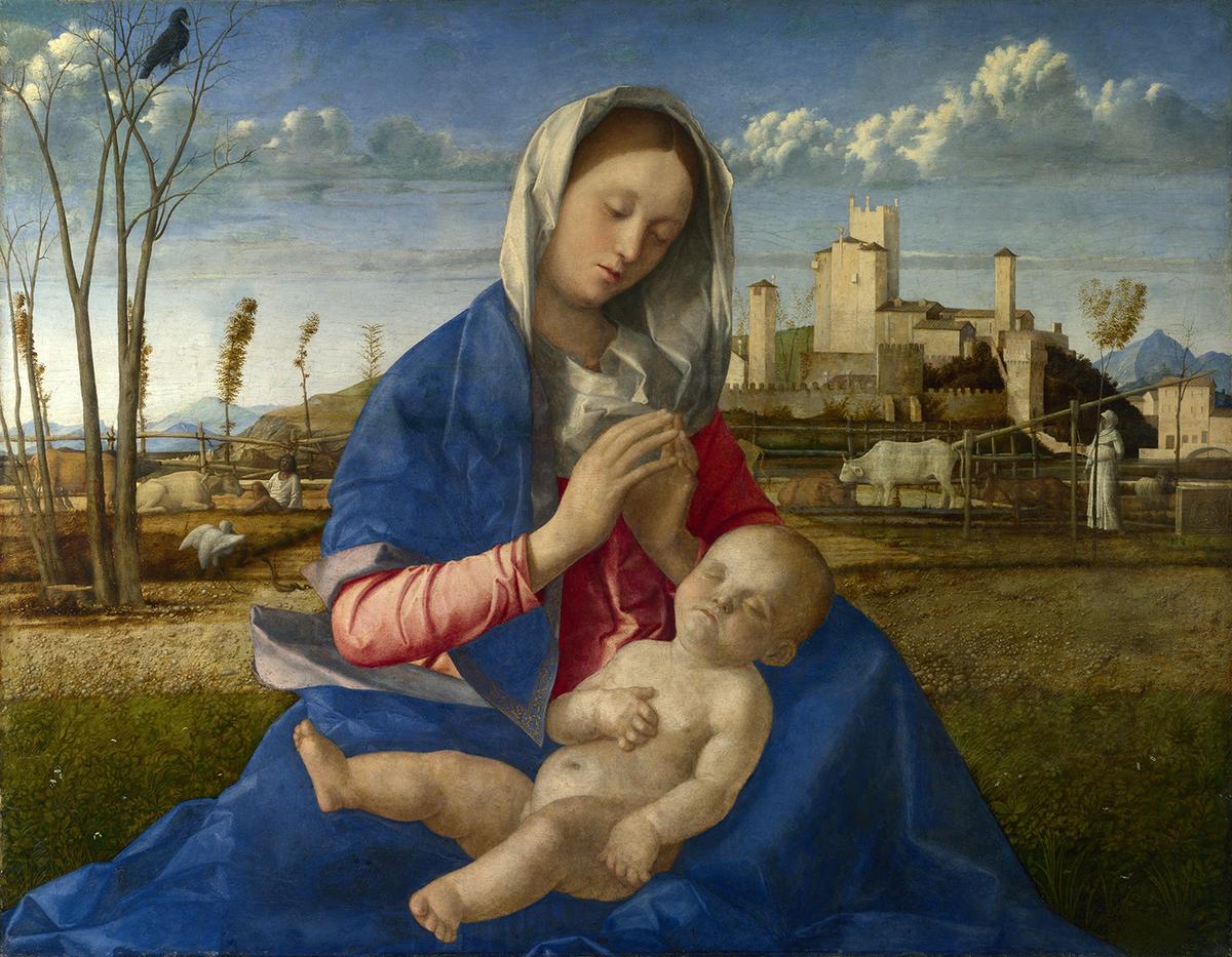 Bellini was one of the first Italian painters to use natural settings to enhance the meaning of his pictures. "Madonna of the Meadow," circa 1500–1505, by Giovanni Bellini. Oil on synthetic panel, transferred from wood. The National Gallery, London. (Public Domain)