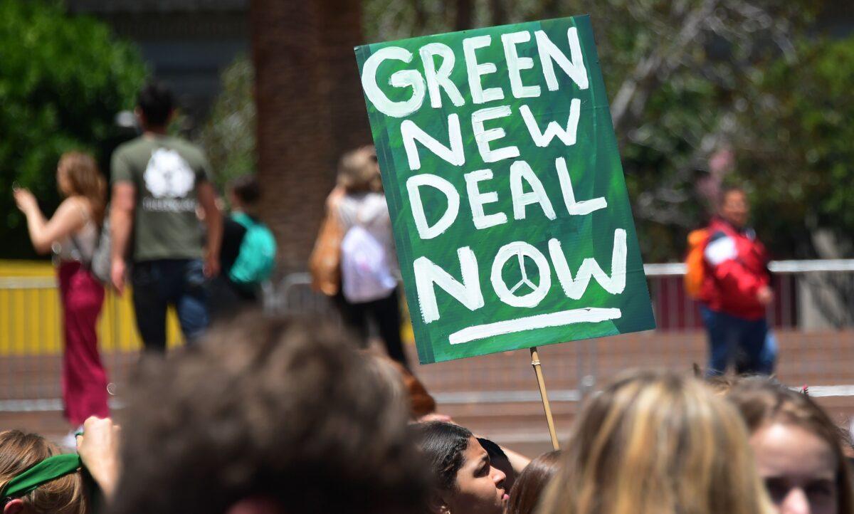 Climate change activists participate in a climate protest in Los Angeles, Calif., on May 24, 2019. (Frederic J. Brown/AFP via Getty Images)