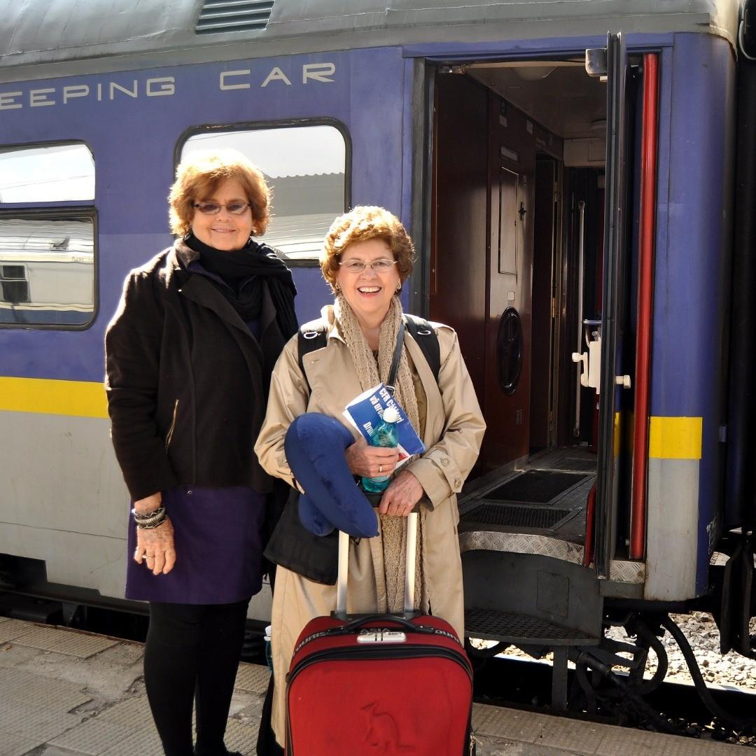 Eleanor "Ellie" Hamby (L), the director of Zambia Mission and an international documentary photographer, with Sandra "Sandy" Hazelip, former president of the Texas Geriatric Society. (Courtesy of Around the World at 80)