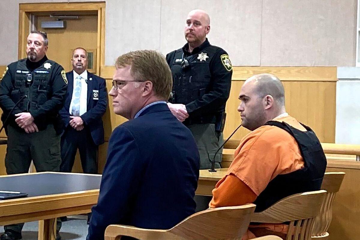 Joseph Eaton, the suspect in a shooting spree in Maine, appears in court in West Bath, Maine, on April 20, 2023. (Patrick Whittle/AP Photo)