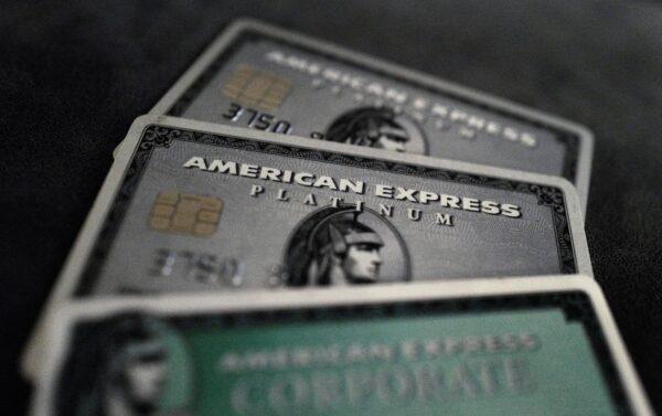 Credit cards of American Express are photographed in this illustration picture at an office in Frankfurt, Germany, on March 17, 2016. (Kai Pfaffenbach/Reuters)