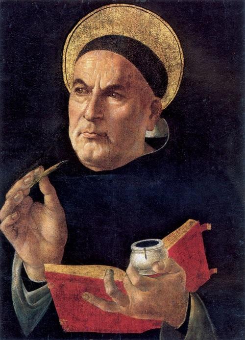 Medieval theologian Thomas Aquinas used rhetorical devices to examine Christian beliefs. "Thomas Aquinas," date unknown, by Sandro Botticelli. (Public Domain)