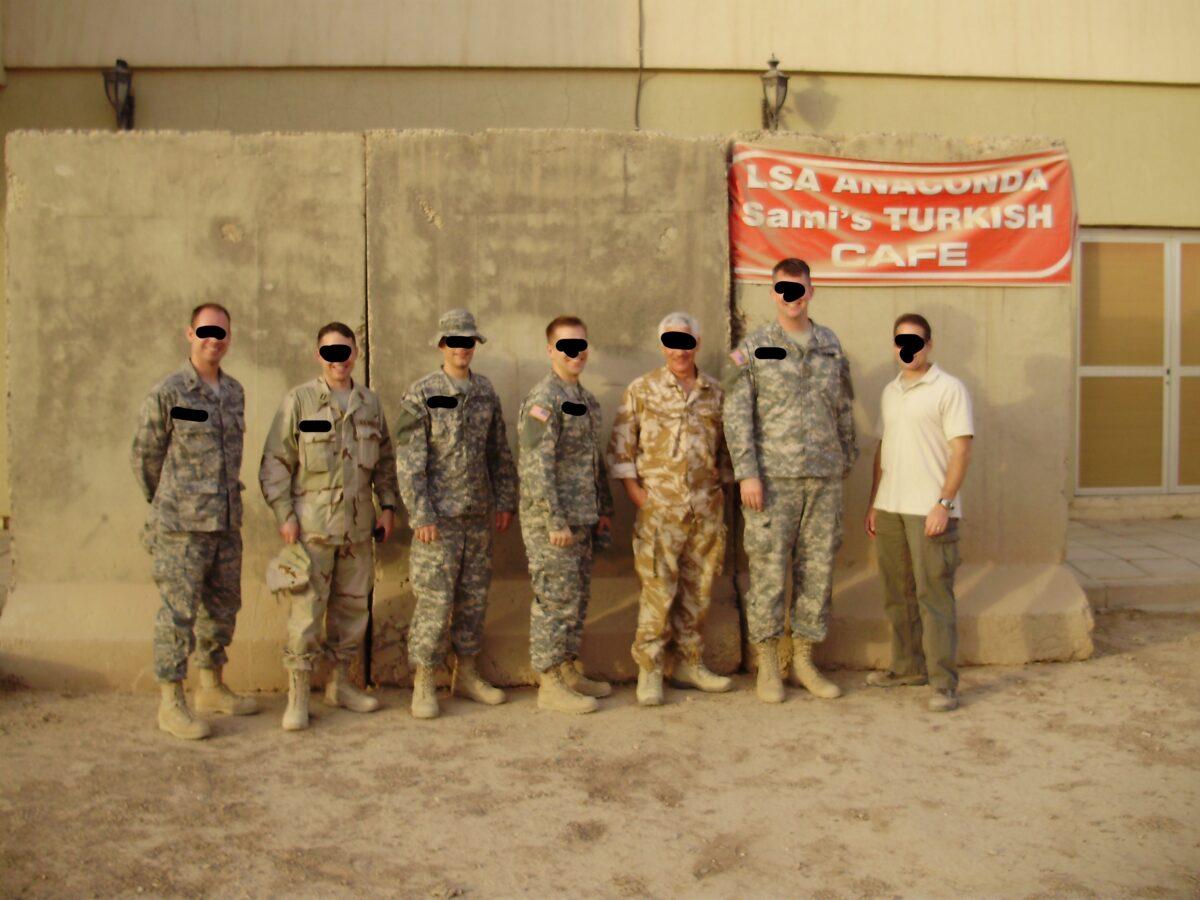 Charles Faint (second from right) and other members of the national-level Special Operations Task Force and CJIASOC in Balad, Iraq. (Courtesy of Charles Faint)