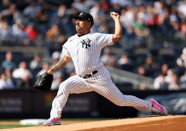 Nestor Cortes (65) of the New York Yankees delivers a pitch in the first inning against the Los Angeles Angels at Yankee Stadium in New York City on April 20, 2023. (Elsa/Getty Images)