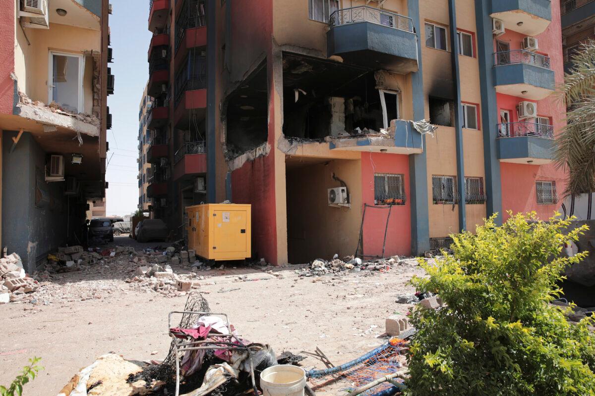 Residential buildings damaged in fighting are seen in Khartoum, Sudan, on April 20, 2023. (Marwan Ali/AP Photo)