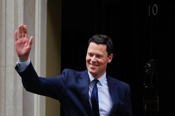Justice Secretary Alex Chalk leaving 10 Downing Street in London, on April 21, 2023. (Aaron Chown/PA Media)