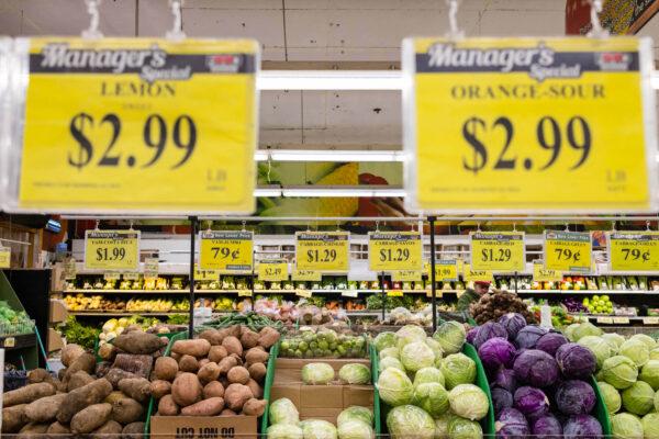 Price tags at a supermarket in New York, on Dec. 14, 2022. (Yuki Iwamura/AFP via Getty Images)