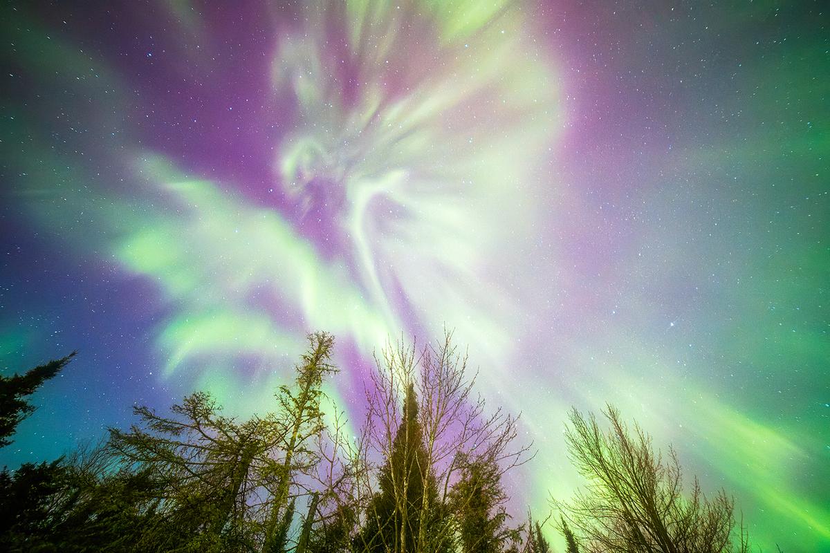 An aurora "angel in the sky" photographed by Narog in March. (Courtesy of <a href="https://www.instagram.com/nicholas_j._narog_photography/">Nicholas J. Narog Photography</a>)