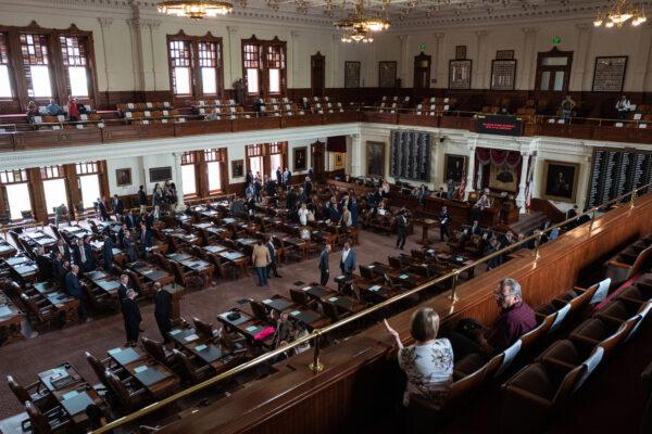 Texas state representatives and visitors are gathered in the House chamber on the first day of the 87th Legislature's special session at the State Capitol in Austin on July 8, 2021. (Tamir Kalifa/Getty Images)