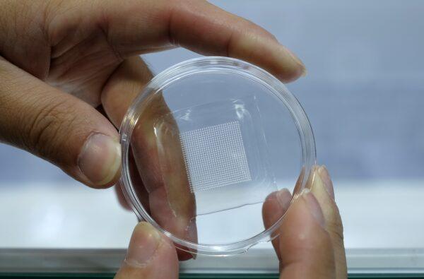 A piece of a microneedle patch. (Sam Yeh/AFP via Getty Images)