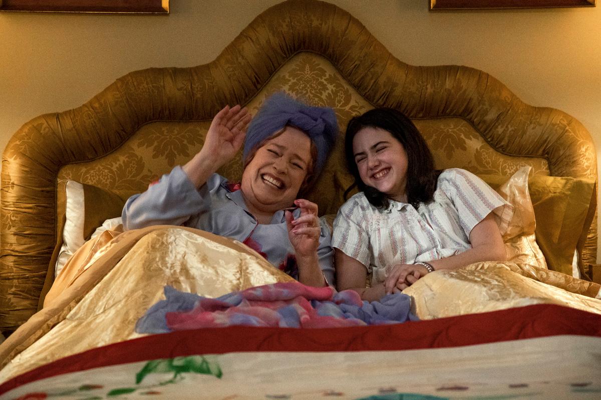 Sylvia Simon (Kathy Bates) and Margaret Simon (Abby Ryder Fortson) have a grandma and grandaughter sleepover, in “Are You There God? It’s Me, Margaret.” (Dana Hawley/Lionsgate)