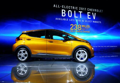 The Chevrolet Bolt EV is pictured at the 2016 Los Angeles Auto Show in Los Angeles, California, on November 16, 2016. (Mike Blake/Reuters)