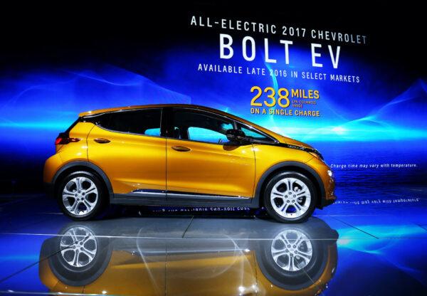 The Chevrolet Bolt EV is pictured at the 2016 Los Angeles Auto Show in Los Angeles, California, on November 16, 2016. (Mike Blake/Reuters)