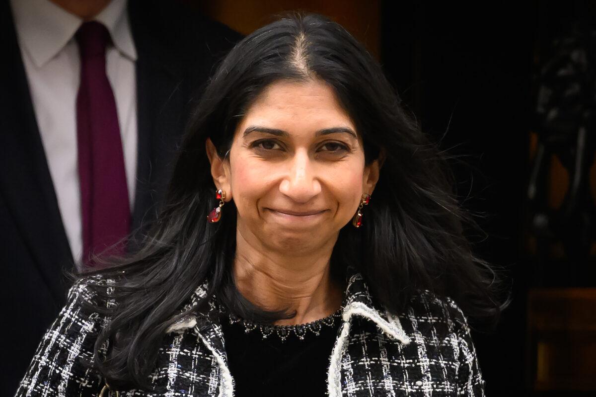 Home Secretary Suella Braverman departs Number 10 Downing Street following the weekly Cabinet meeting, in London, on April 18, 2023. (Leon Neal/Getty Images)
