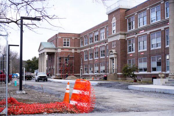 Port Jervis Middle School is under renovation in Port Jervis, N.Y., on March 8, 2023. (Cara Ding/The Epoch Times)
