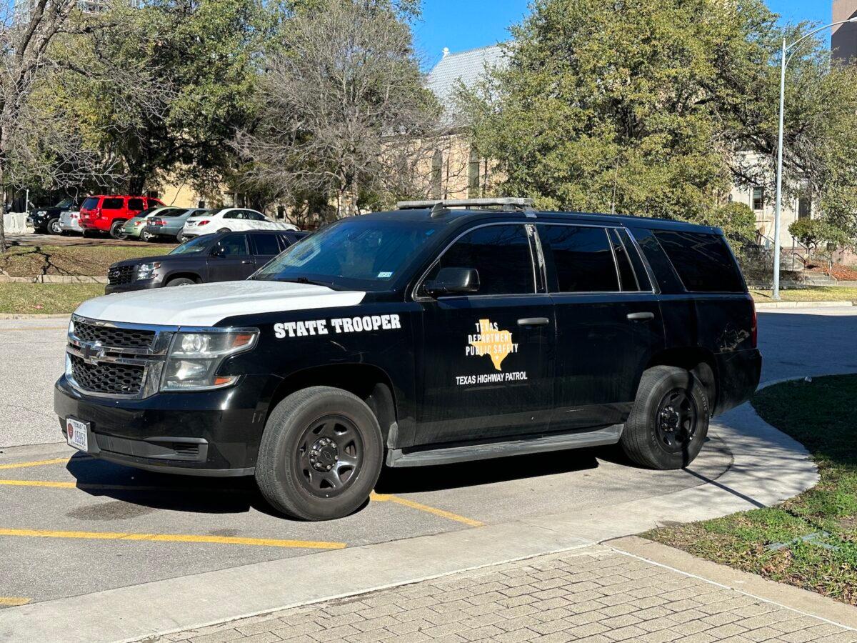 A Texas Department of Public Safety vehicle in downtown Austin, Texas, on Feb. 9, 2023. (Jana J. Pruet/The Epoch Times)
