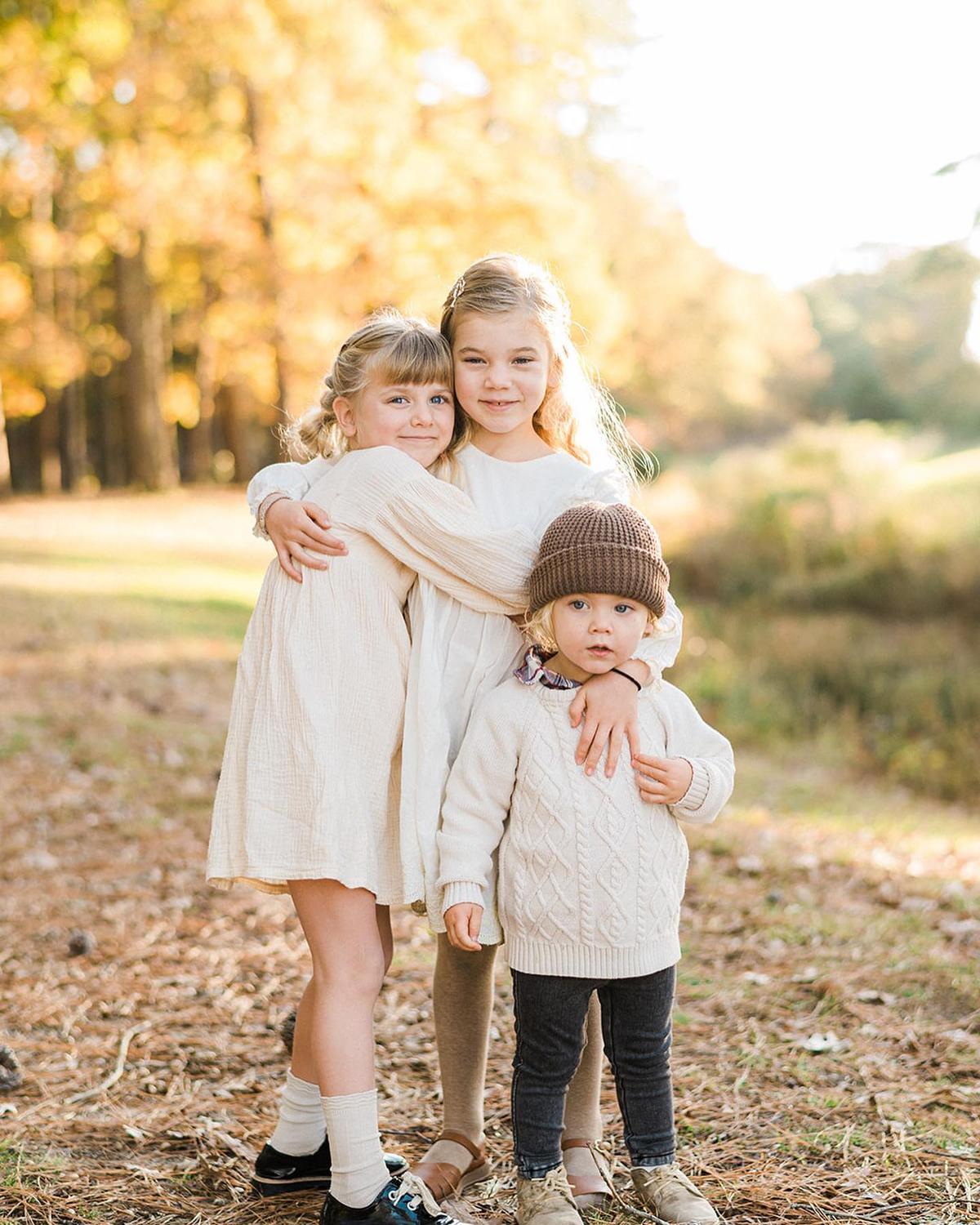 The siblings: Florence (C), 7, Clementine, 5, and Theodore, 3. (Courtesy of <a href="https://www.instagram.com/flourishingmotherhood/">Meg Thompson</a>)