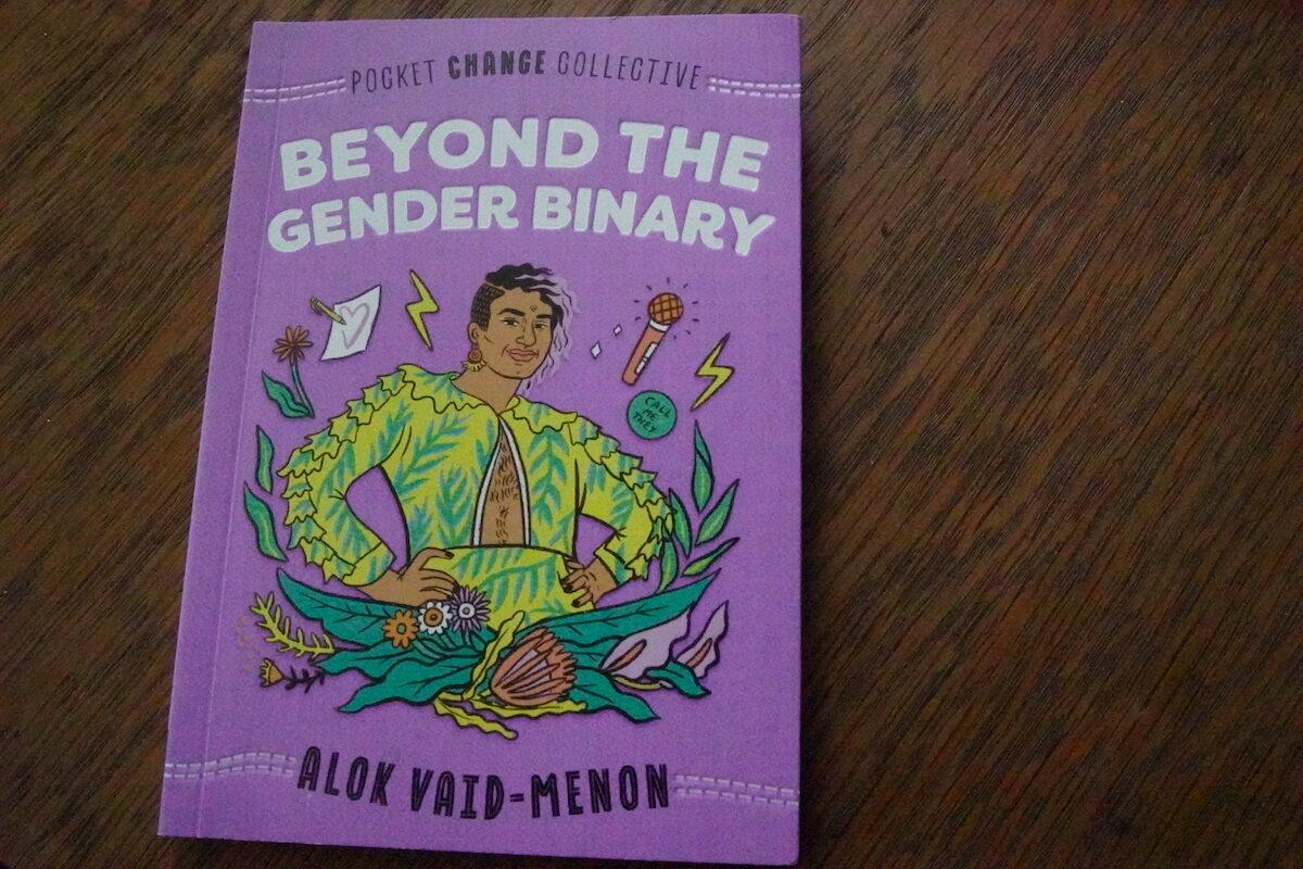 A book, "Beyond the Gender Binary," shipped to children from the Queer Trans Project, on April 25, 2023. (The Epoch Times)