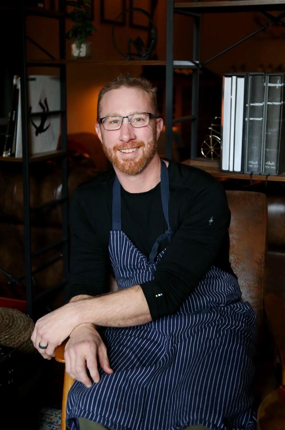 Evan Hennessey, chef and owner of Stages at One Washington in Dover, N.H. (Vinny Marino/Ethos and Able Creative)