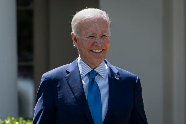President Joe Biden speaks about advancing environmental justice in the Rose Garden at the White House on April 21, 2023. (Madalina Vasiliu/The Epoch Times)