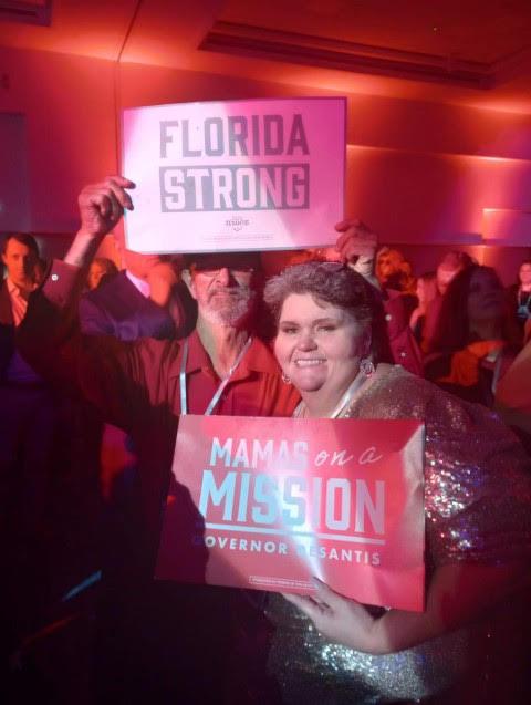 Reid Stout (left) and Janice Crisp (right) attended the victory party in Tampa, Florida, for Governor Ron DeSantis following the election, on Nov. 8, 2022. (Courtesy of Janice Crisp)
