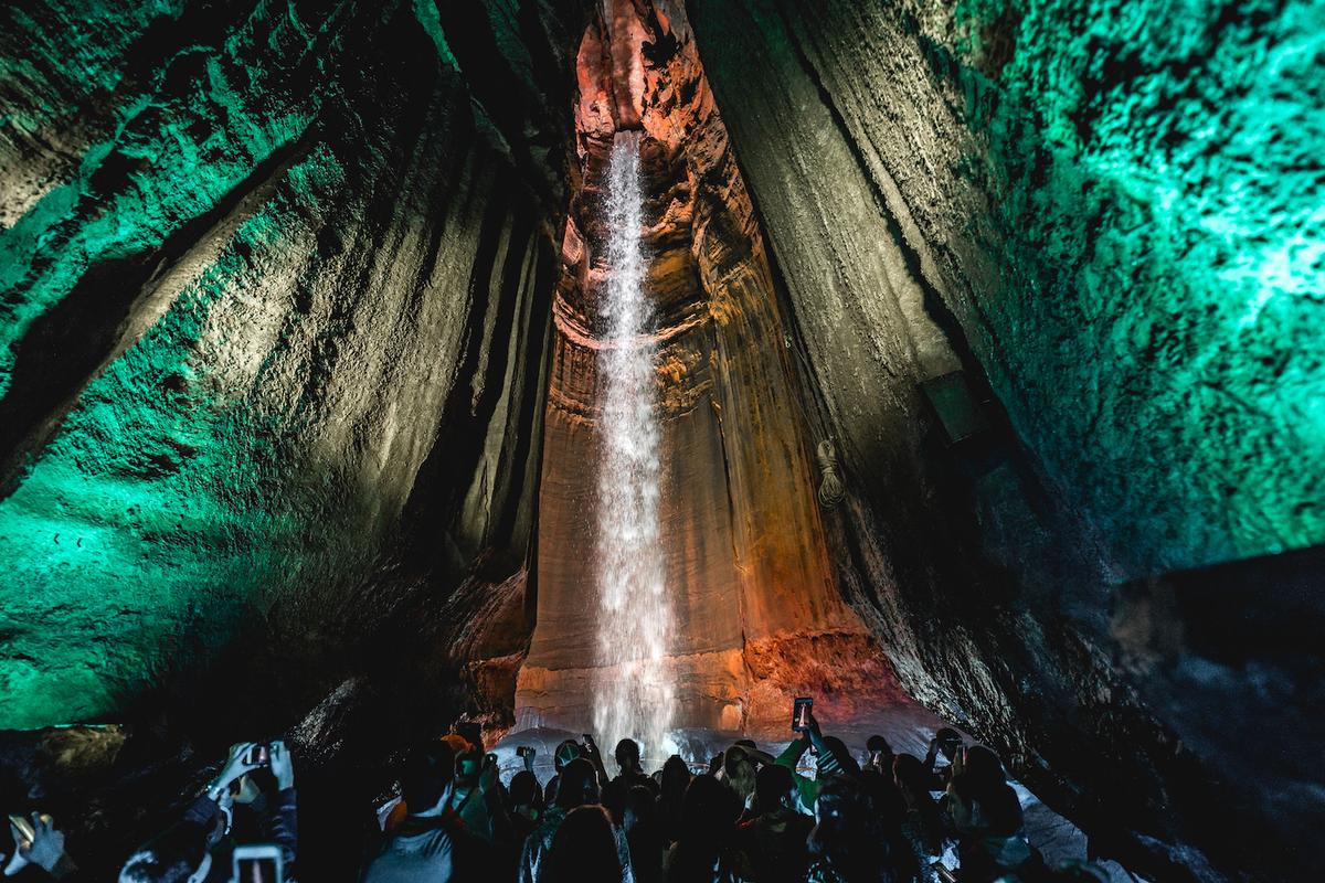 Visitors inside Ruby Falls in modern days. (Courtesy of <a href="https://www.rubyfalls.com/">Ruby Falls</a>)
