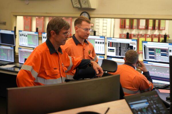 This photo shows engineers working in the control room of the Liddell Power Station in New South Wales, Australia, on April 28, 2023. (Courtesy of AGL Energy)