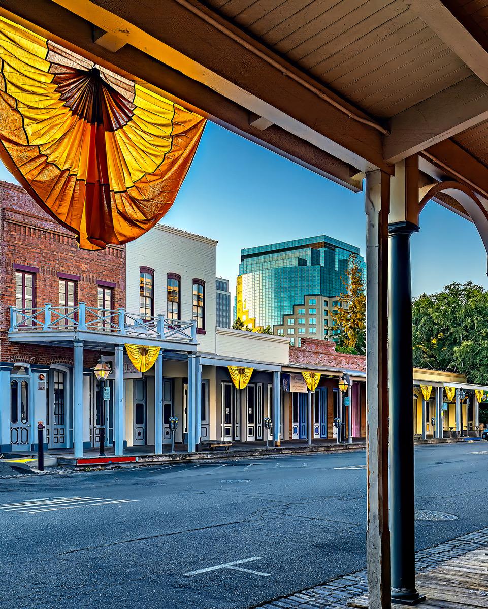 Old Sacramento is cradled between shining skyscrapers and the Sacramento River. (Maria Coulson)