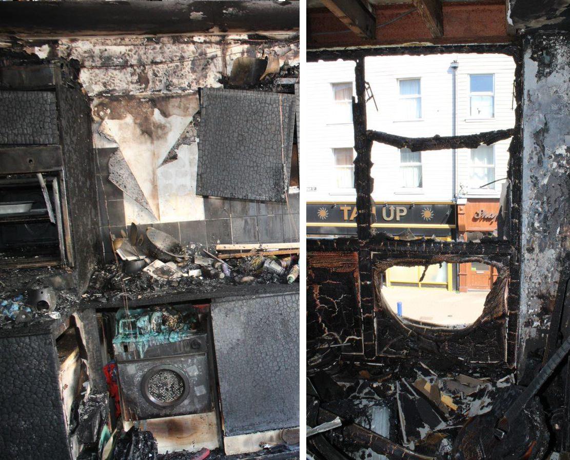 The interior of Record's apartment was severely damaged by the apartment fire. (Courtesy of <a href="https://www.facebook.com/kentfirerescue">Kent Fire and Rescue Service</a>)
