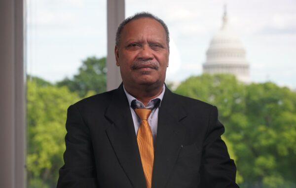Daniel Suidani, former premier of the Malaita Province in the Solomon Islands, is seen in Washington on April 25, 2023. (Wei Wu/The Epoch Times)