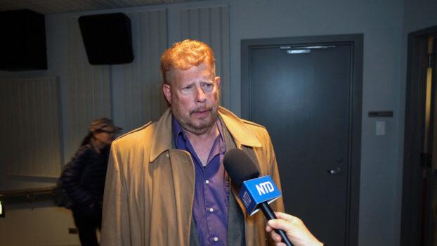 Dr. Lawrence Simons attended the film screening of the documentary “Medical Genocide” at the University of Delaware on April 26, 2023. (Nancy Wang/The Epoch Times)