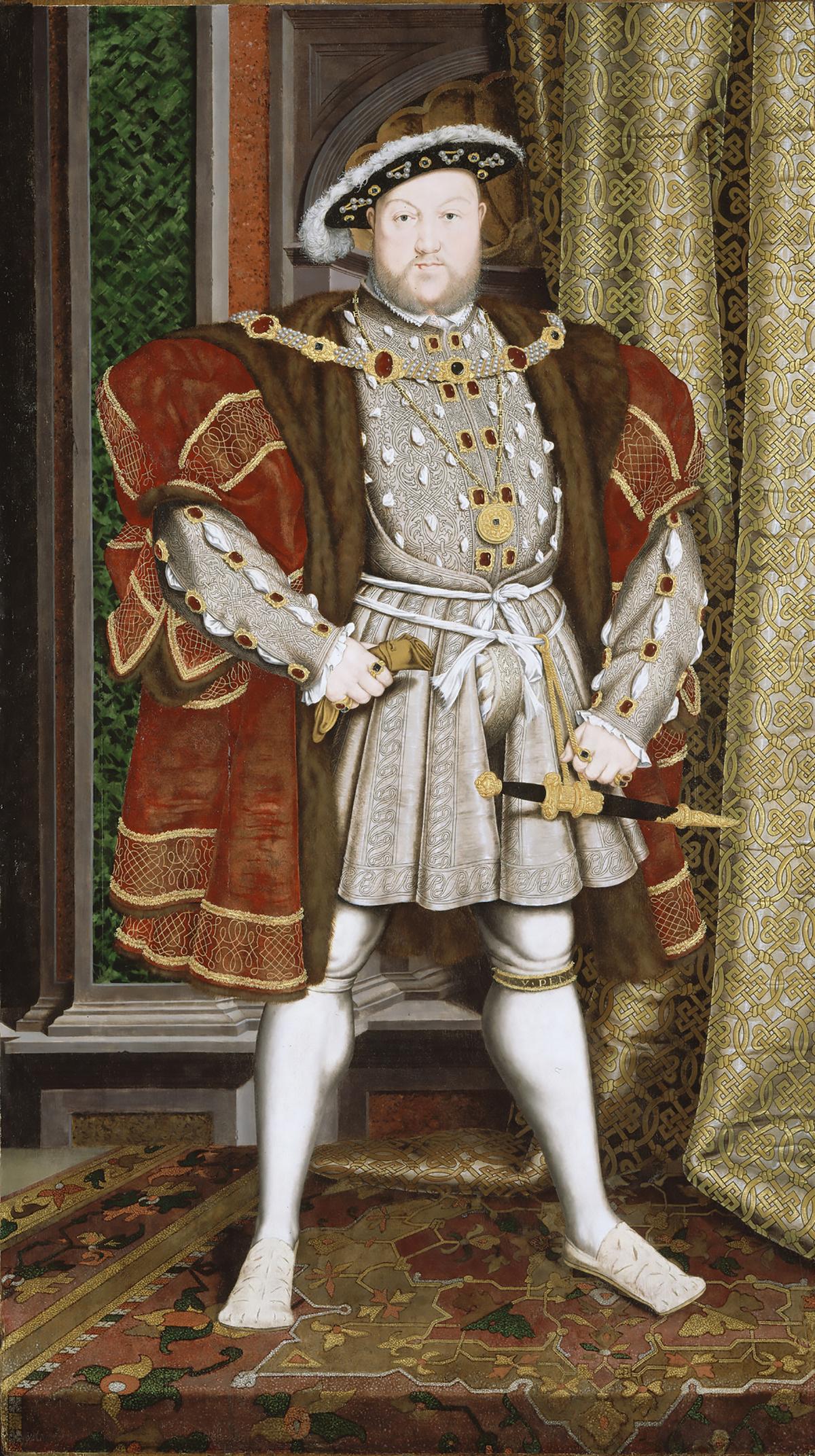 “Henry VIII,” circa 1540, Workshop of Hans Holbein the Younger. Oil on panel, 94 1/8 inches by 52 15/16 inches. Walker Art Gallery, National Museums Liverpool. (Courtesy of Cleveland Museum of Art)