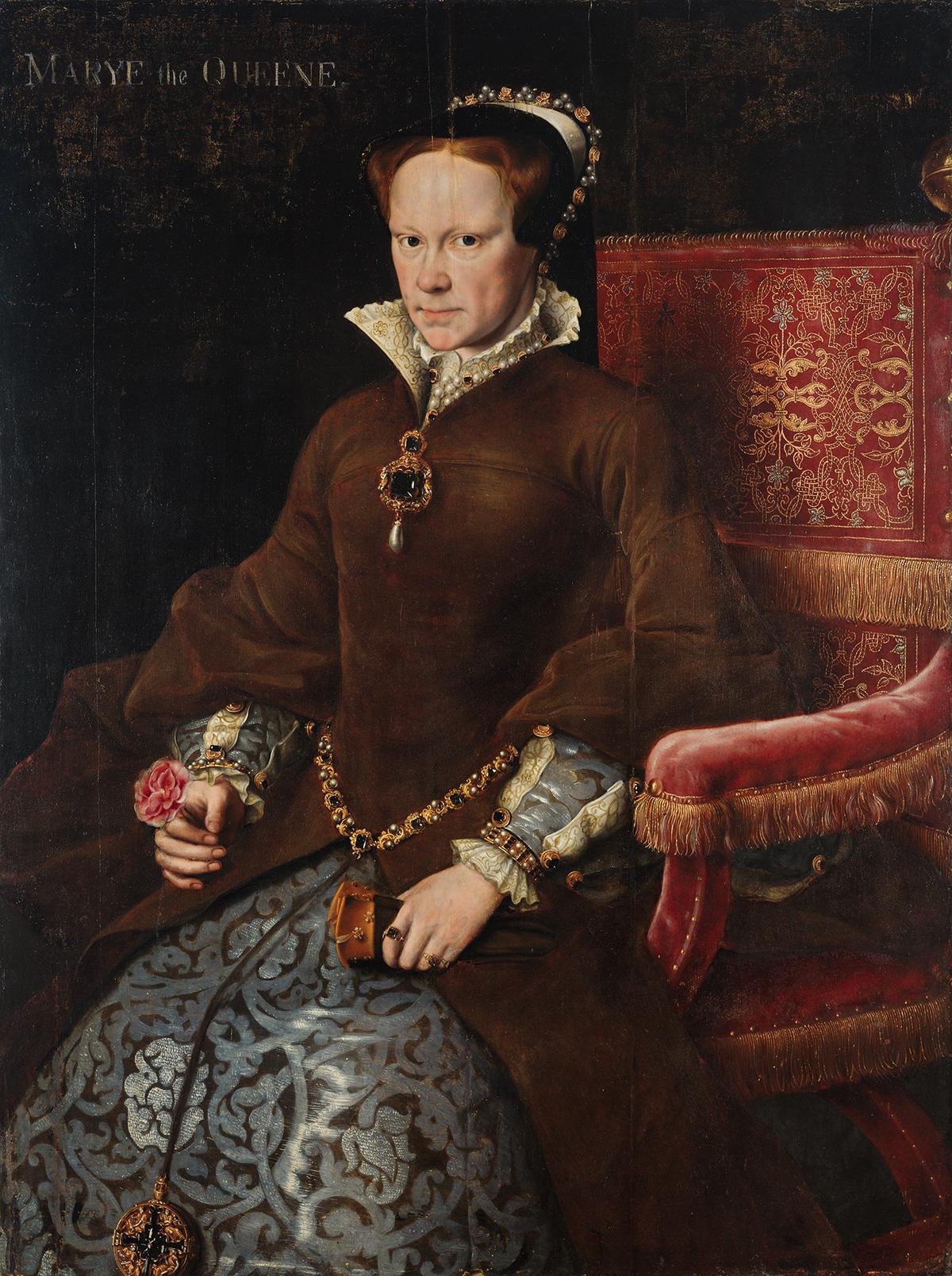 <br/>“Mary Tudor, Queen of England,” 1554, Antonis Mor and Workshop. Oil on oak panel, 44 1/8 inches by 32 11/16 inches. Isabella Stewart Gardner Museum, Boston. (Courtesy of Cleveland Museum of Art)